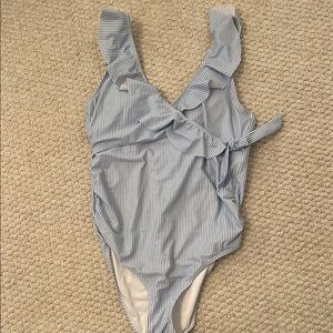 Striped Ruffle One-Piece Swimsuit